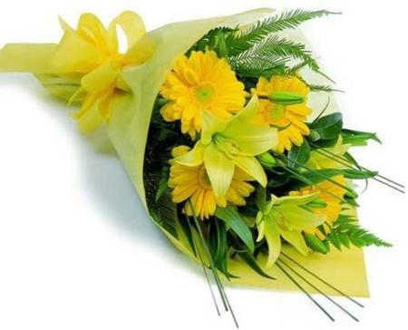 Yellow Lilies and Gerberas Bouquet product1057