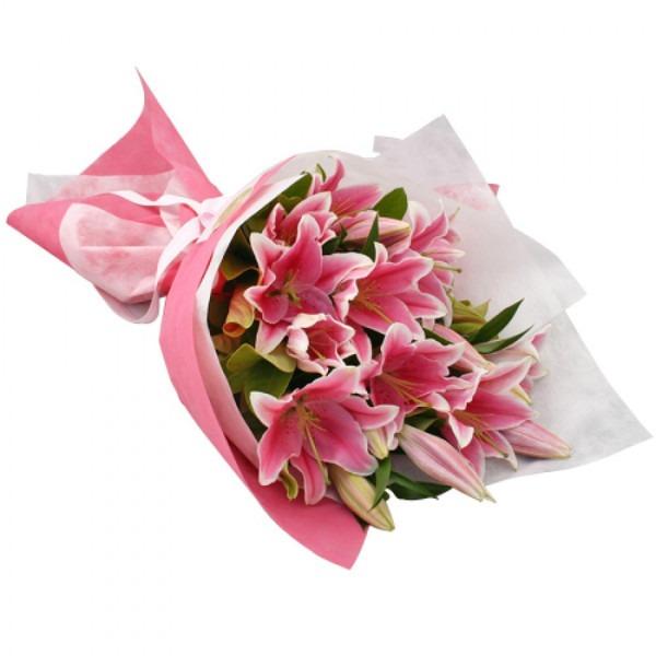 10 Stem Pink Lilies Bouquet product380